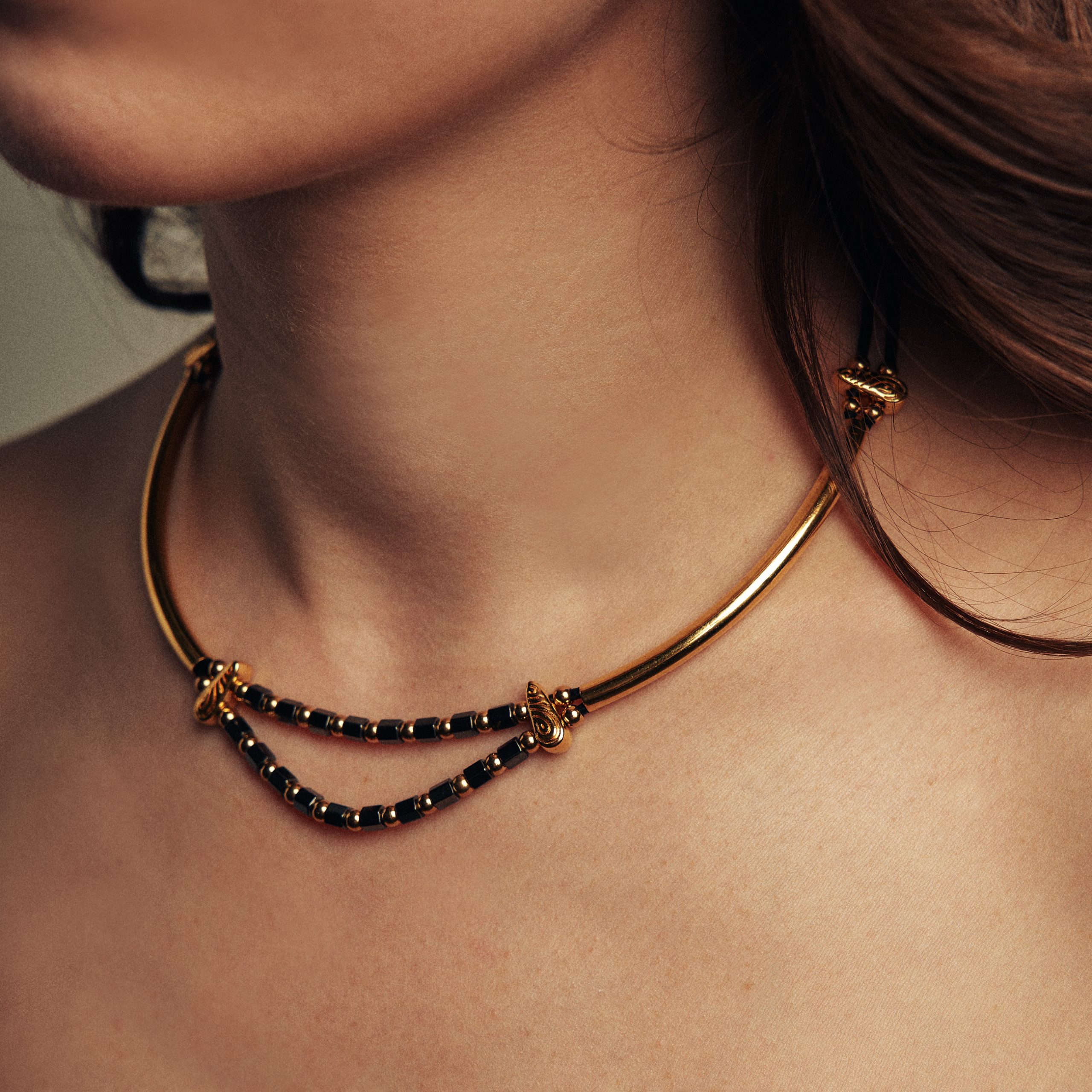 Necklace with Gold Elements & Hematites