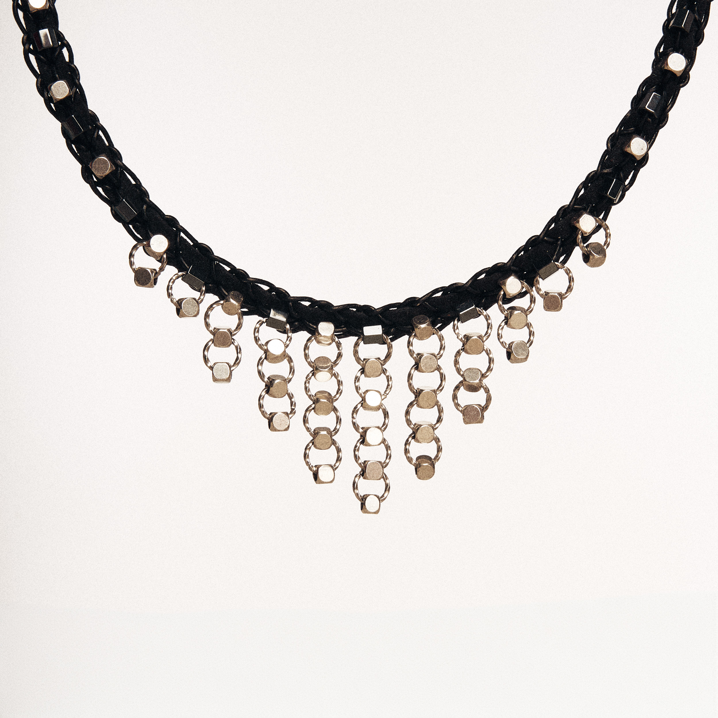 Necklace with Silver Cubes & Hematites