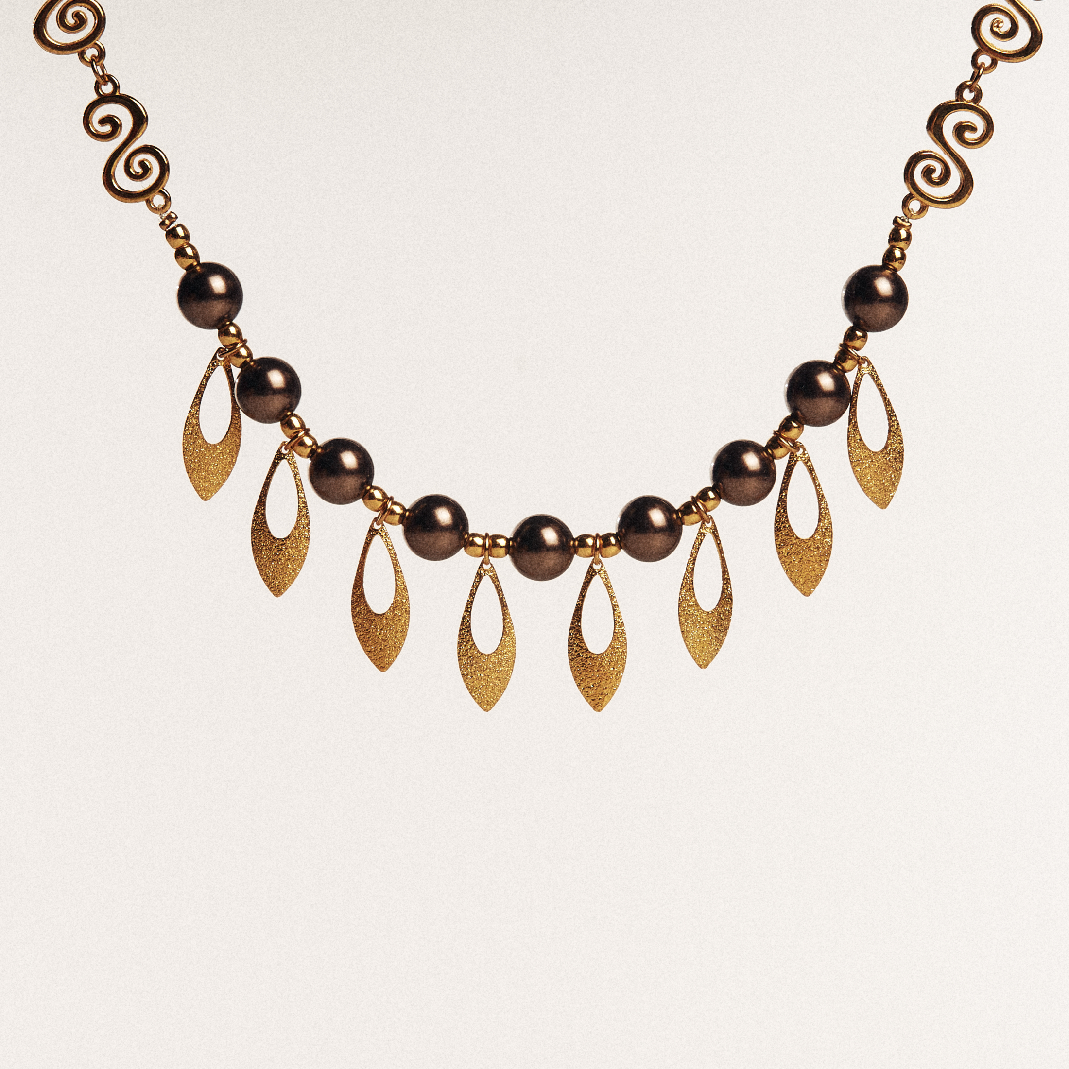 Necklace with Swarovski Pearls & Gold Elements