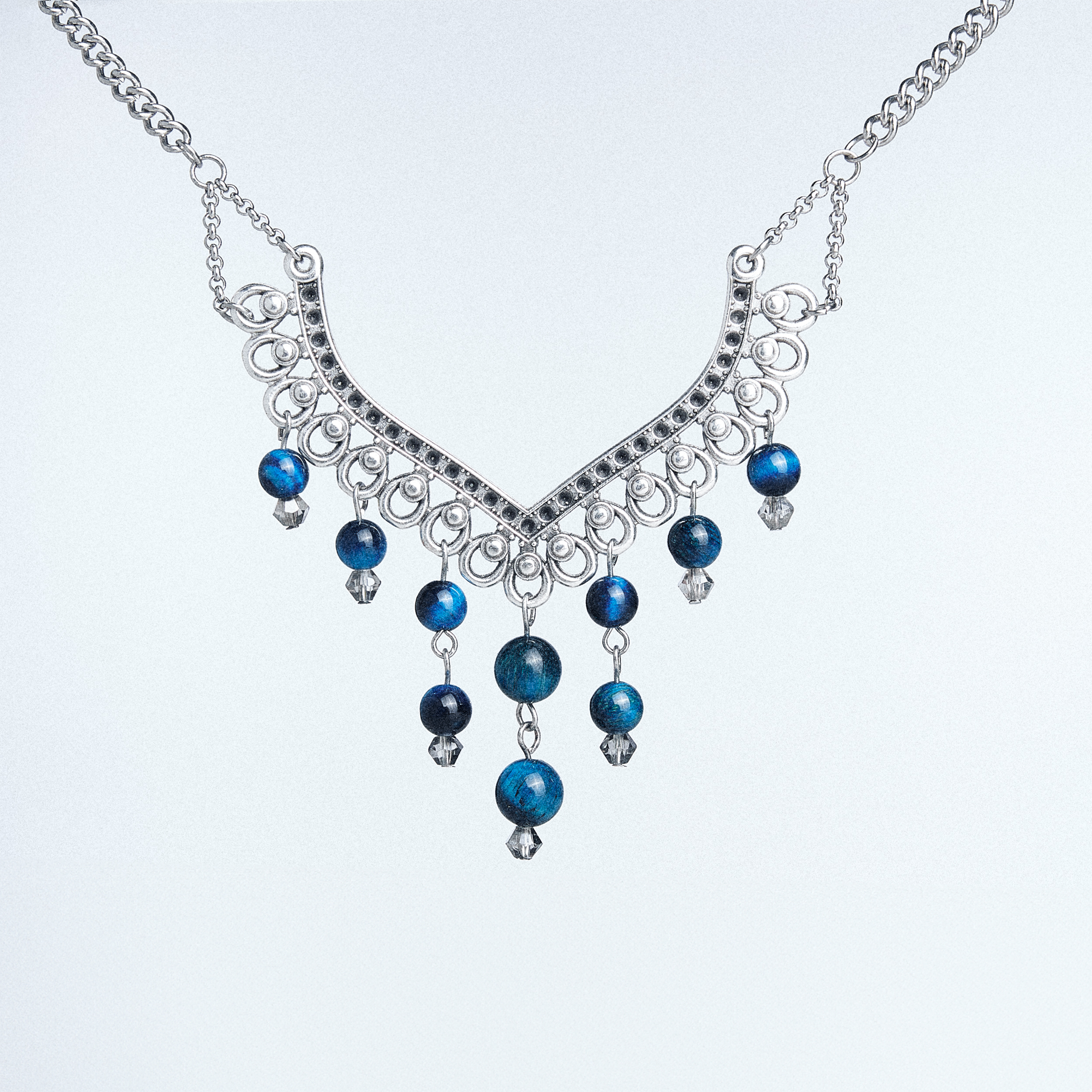 Silver Necklace with Tiger Eye - Image 2