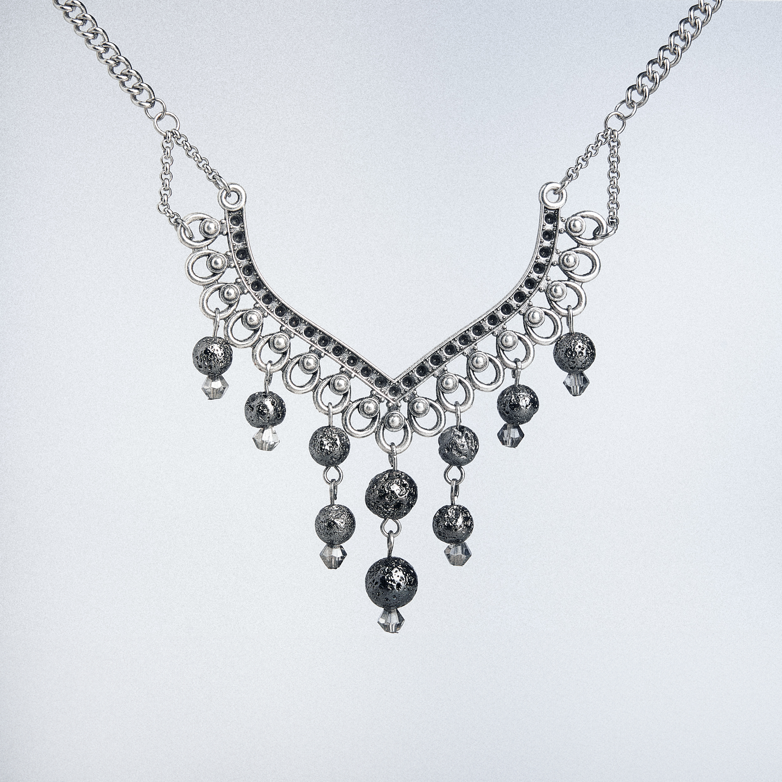 Silver Necklace with Lava - Image 2