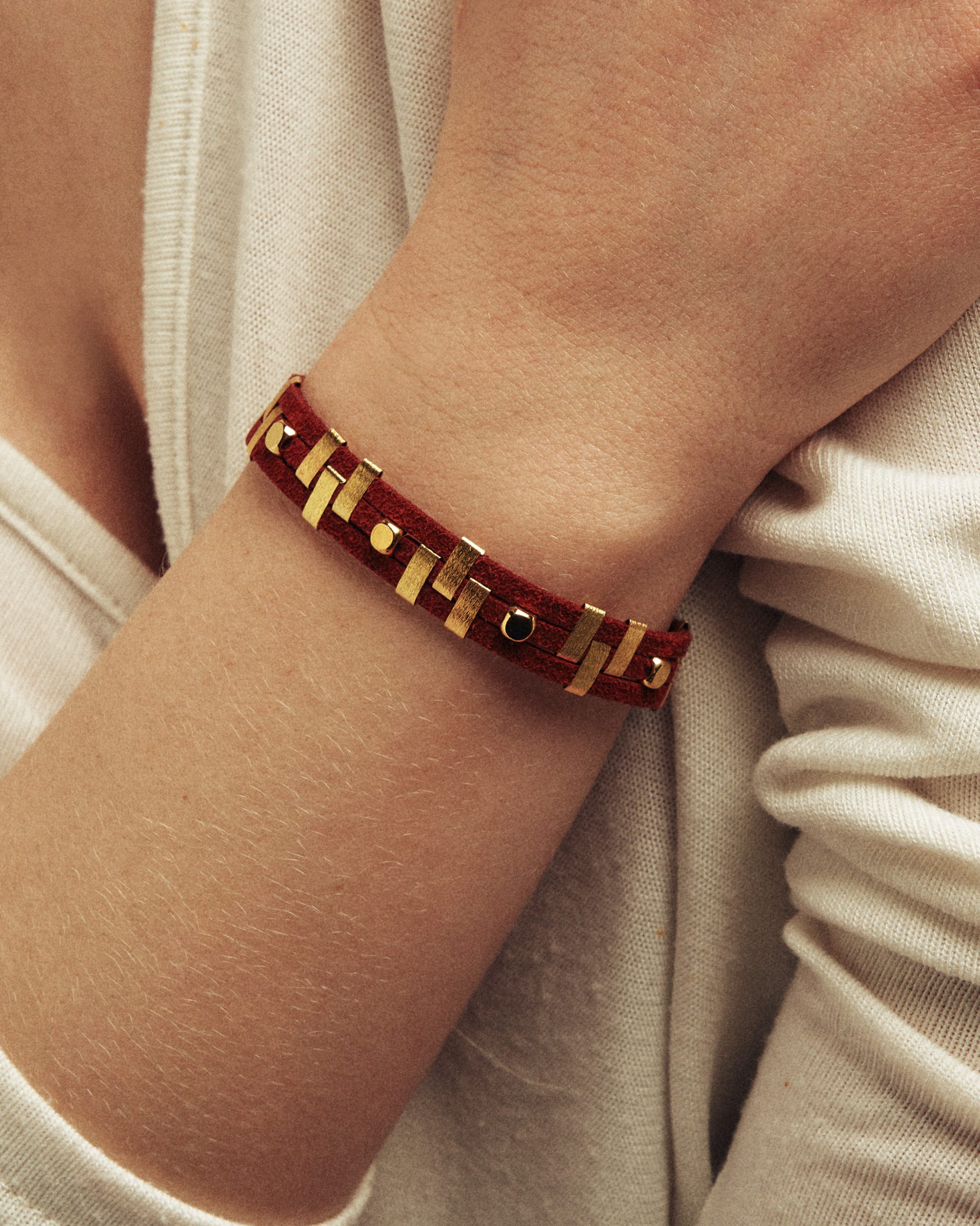 Suede Bracelet with Gold Elements - Image 2