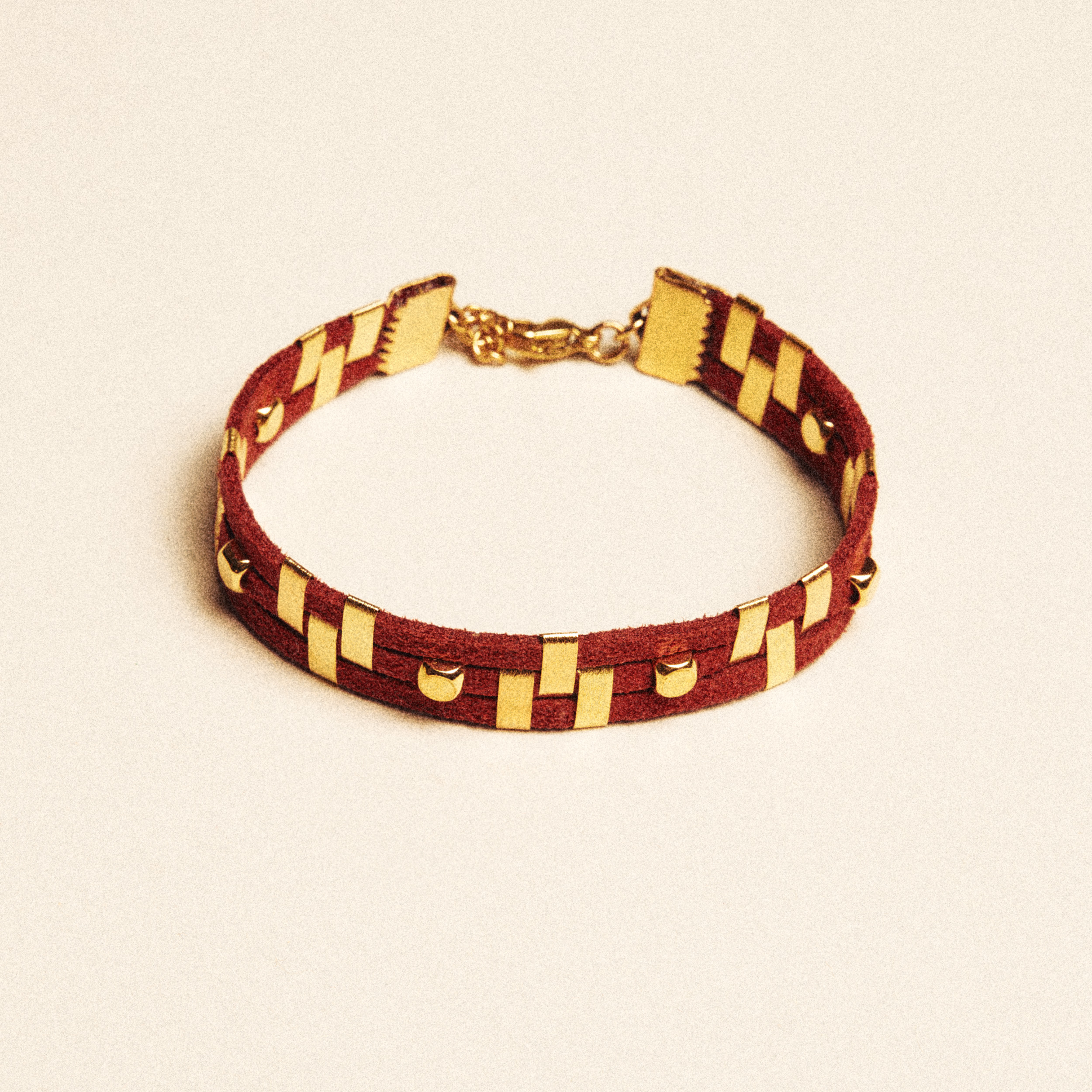 Suede Bracelet with Gold Elements