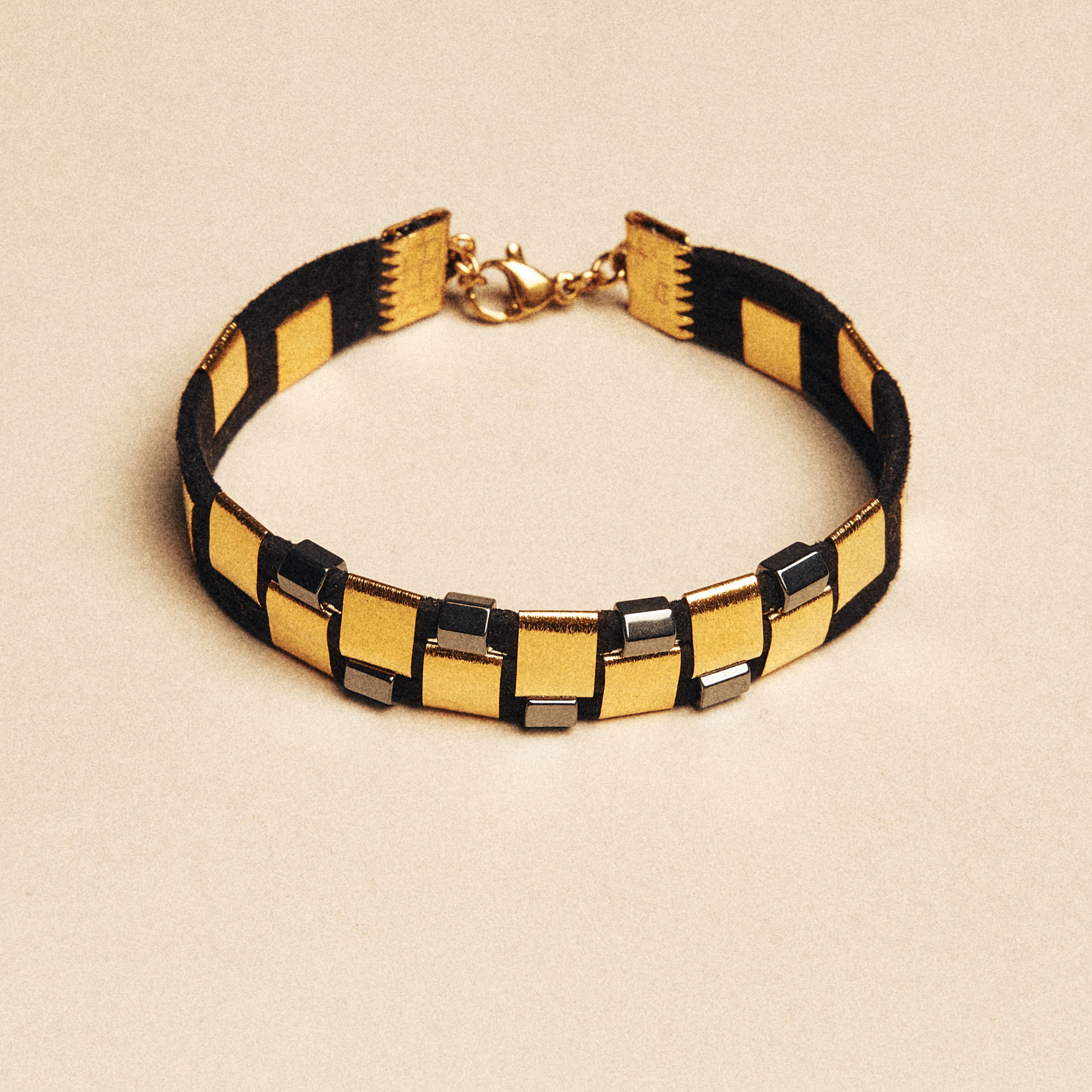 Bracelet with Hematites & Gold Elements