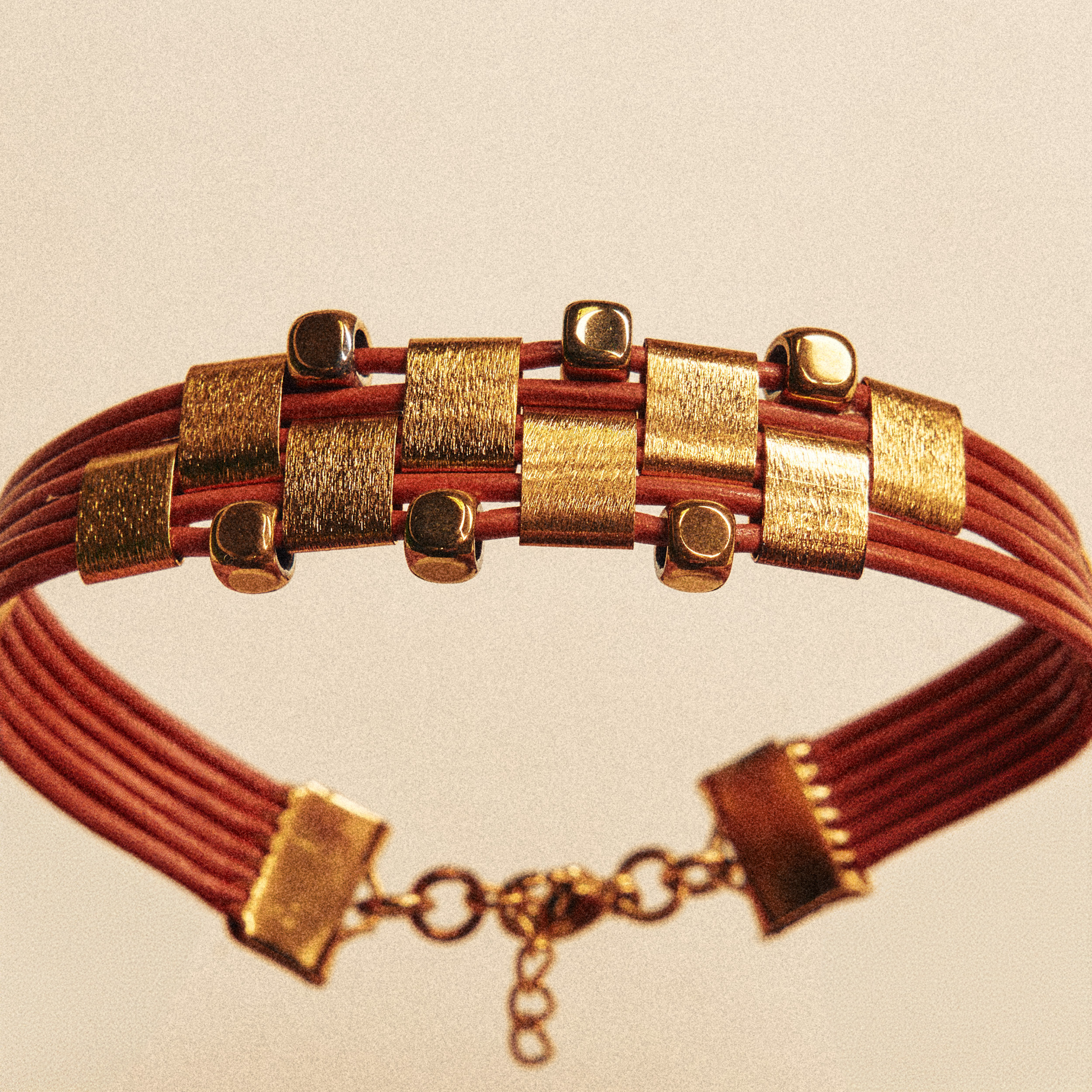 Leather Bracelet with Gold Elements - Image 2