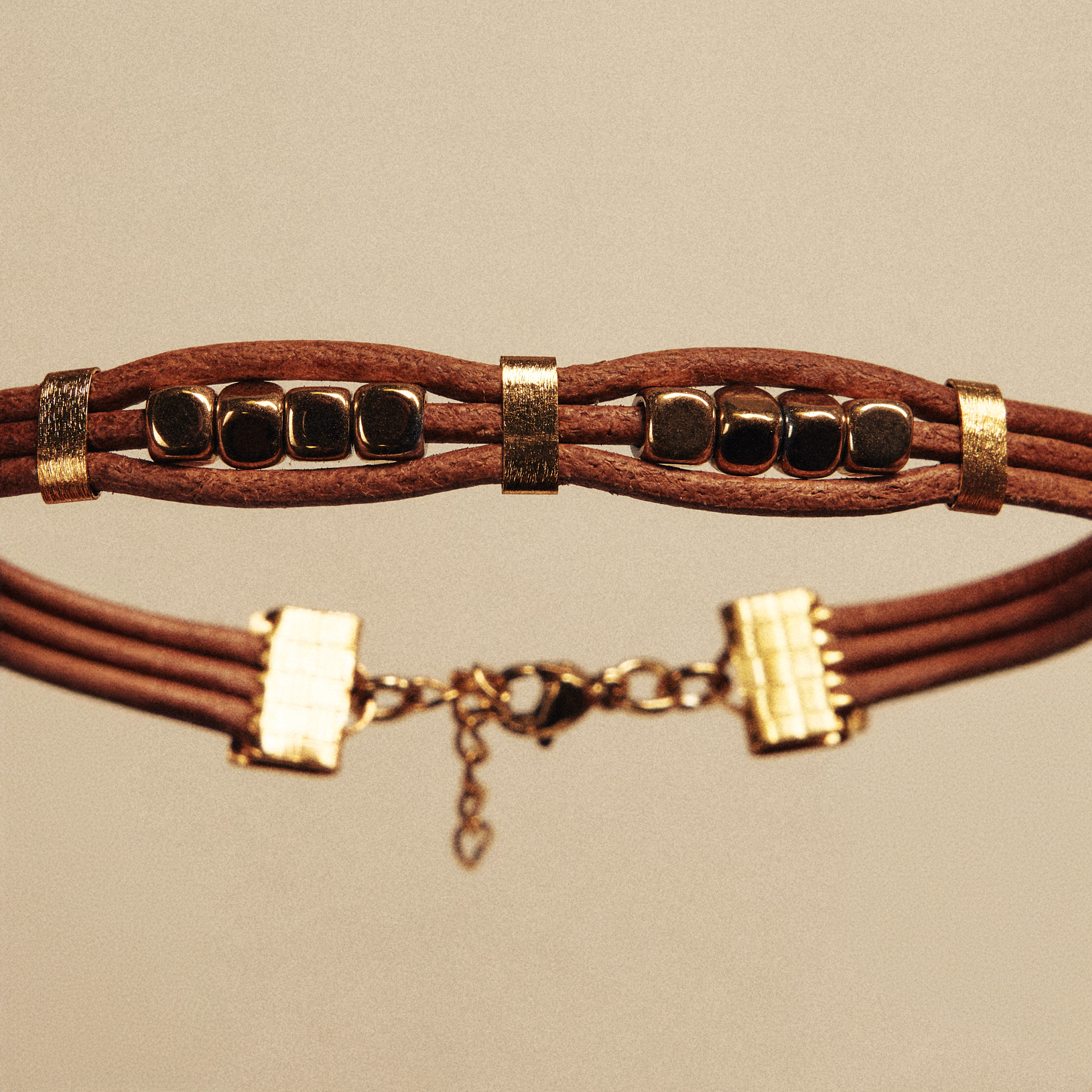 Leather Bracelet with Hematites - Image 2