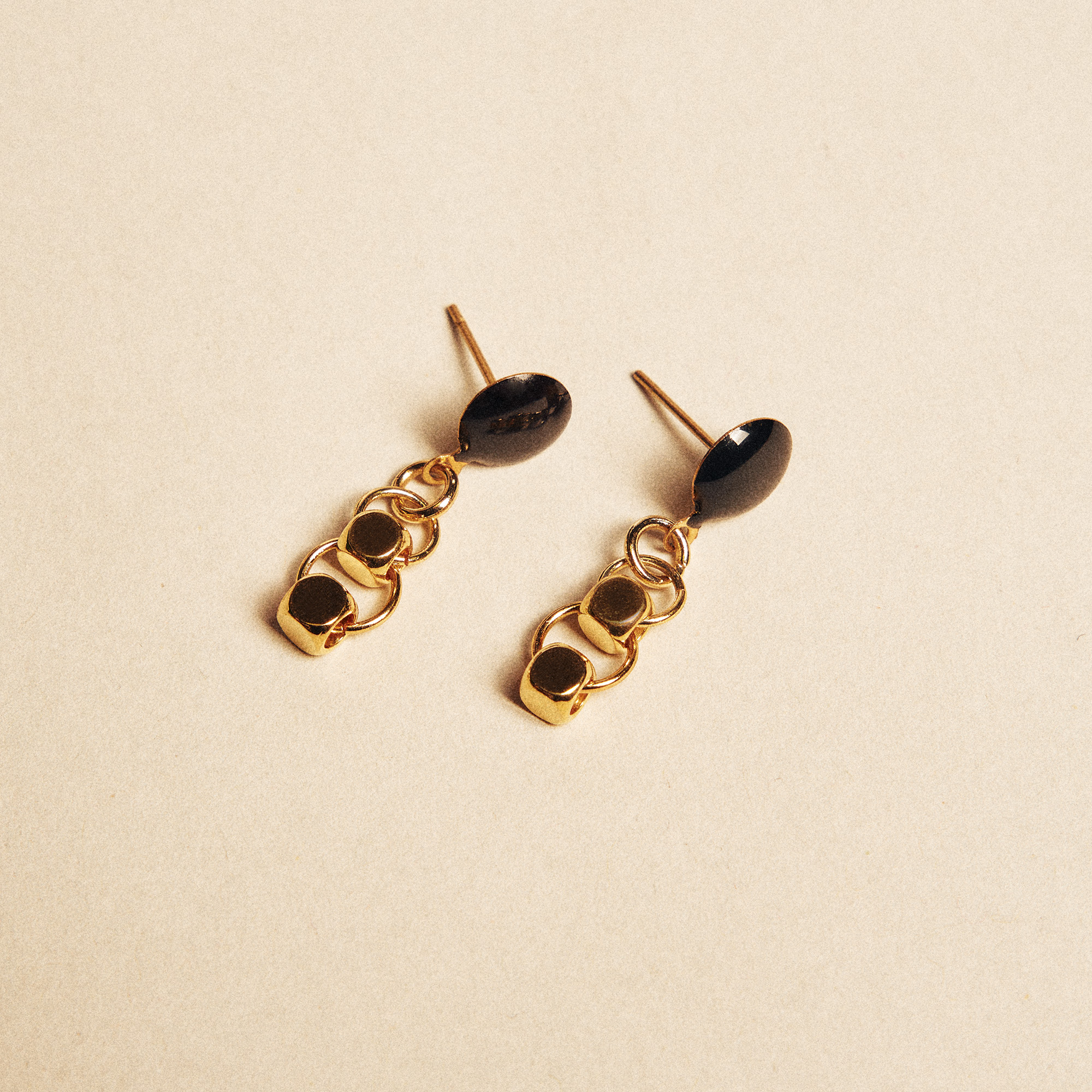 Gold And Black Earrings
