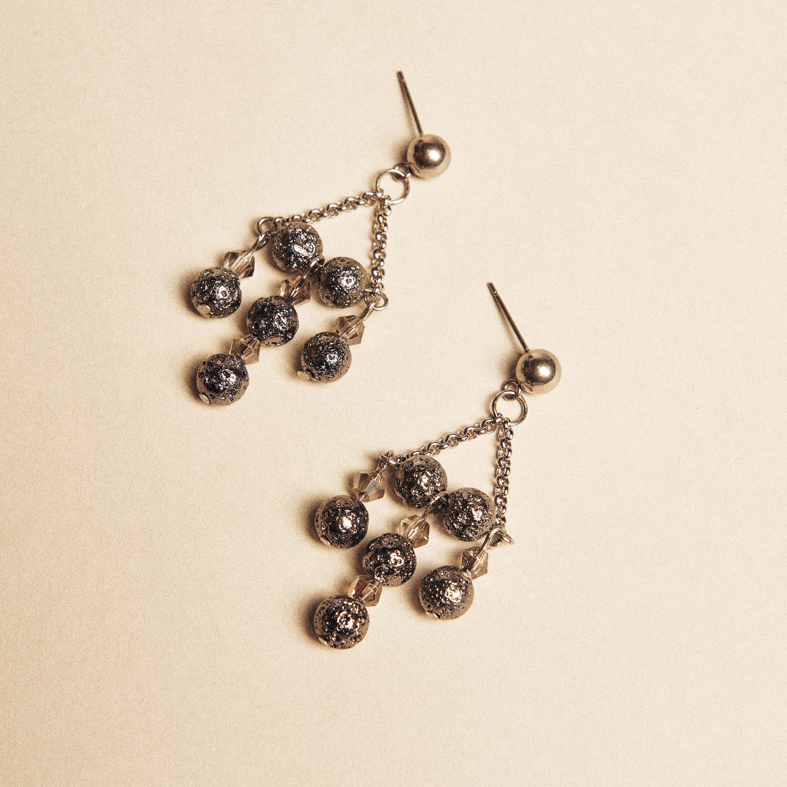 Earrings with Lava Beads & Crystals