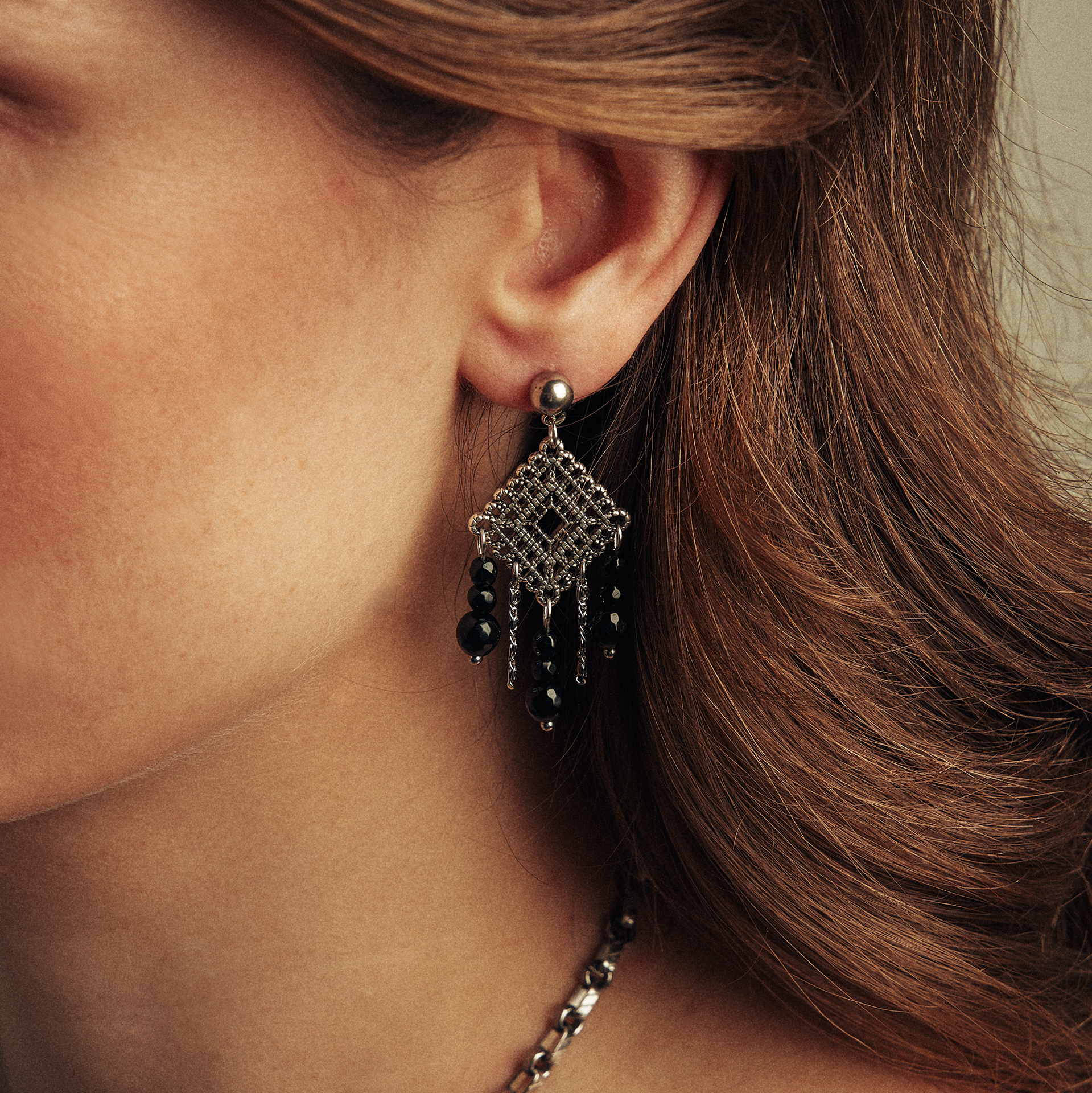 Silver Earrings with Agate - Image 2