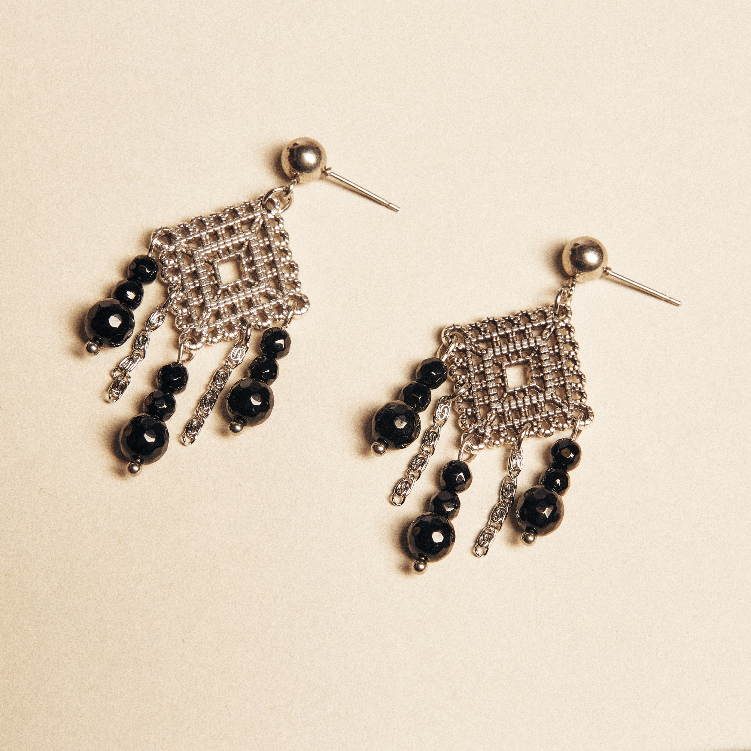 Silver Earrings with Agate