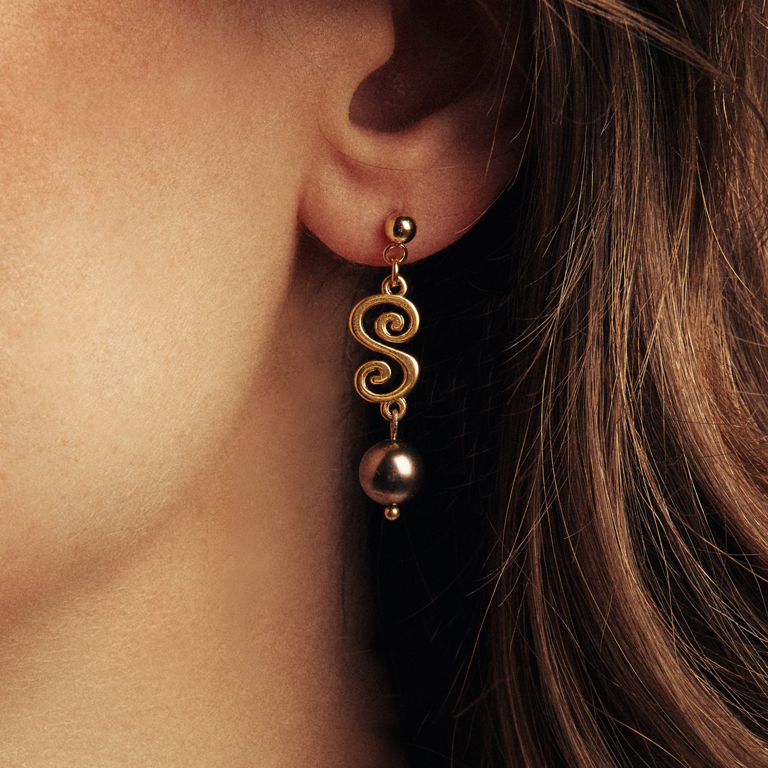 Gold Earrings with Swarovski Pearls