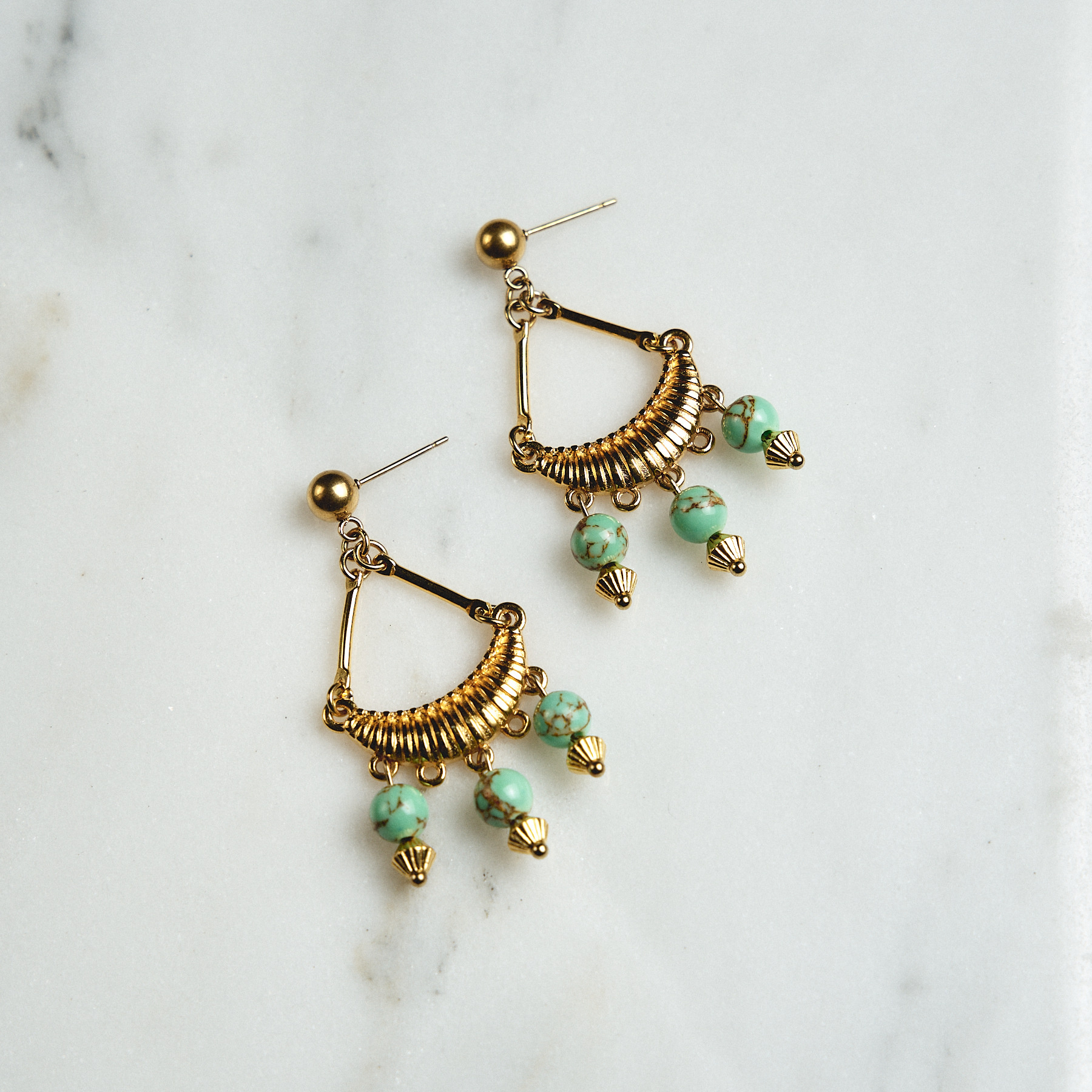 Gold Earrings with Howlite