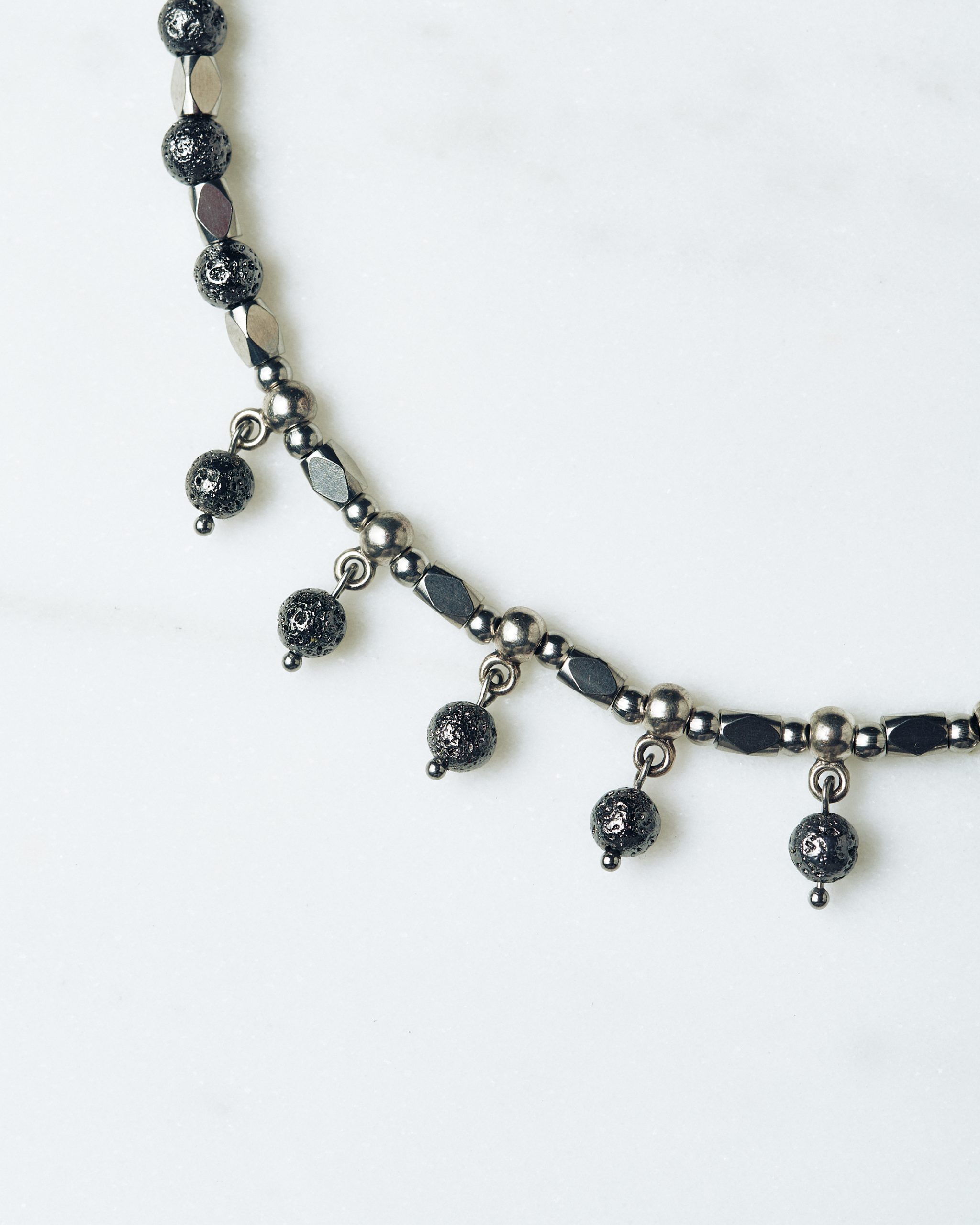 Silver Necklace with Lava Stones - Image 3