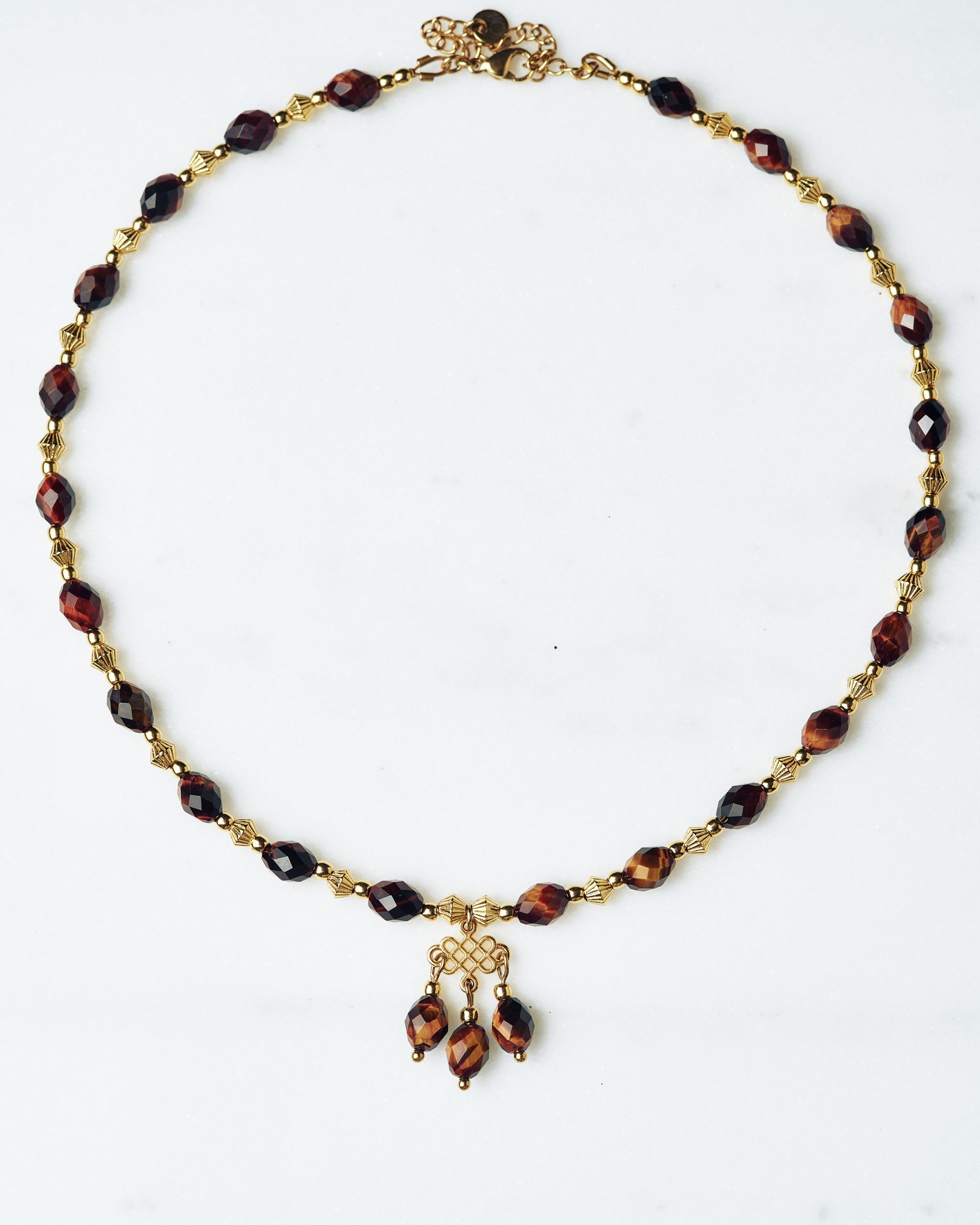 Necklace with Tiger Eye Natural Stone