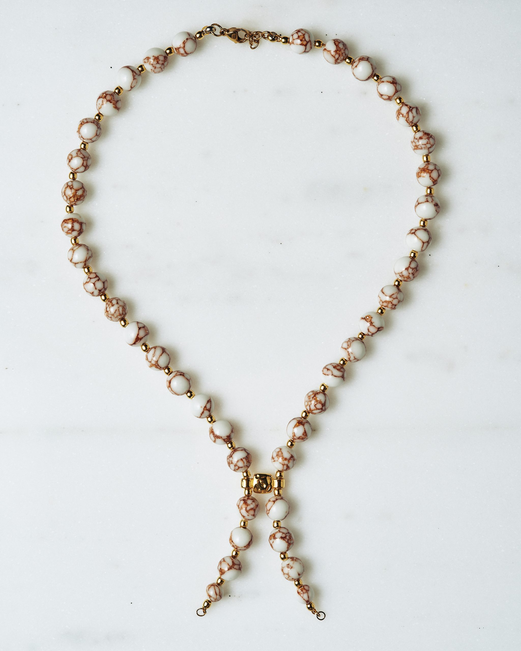 Necklace with Natural Stones & Gold Details