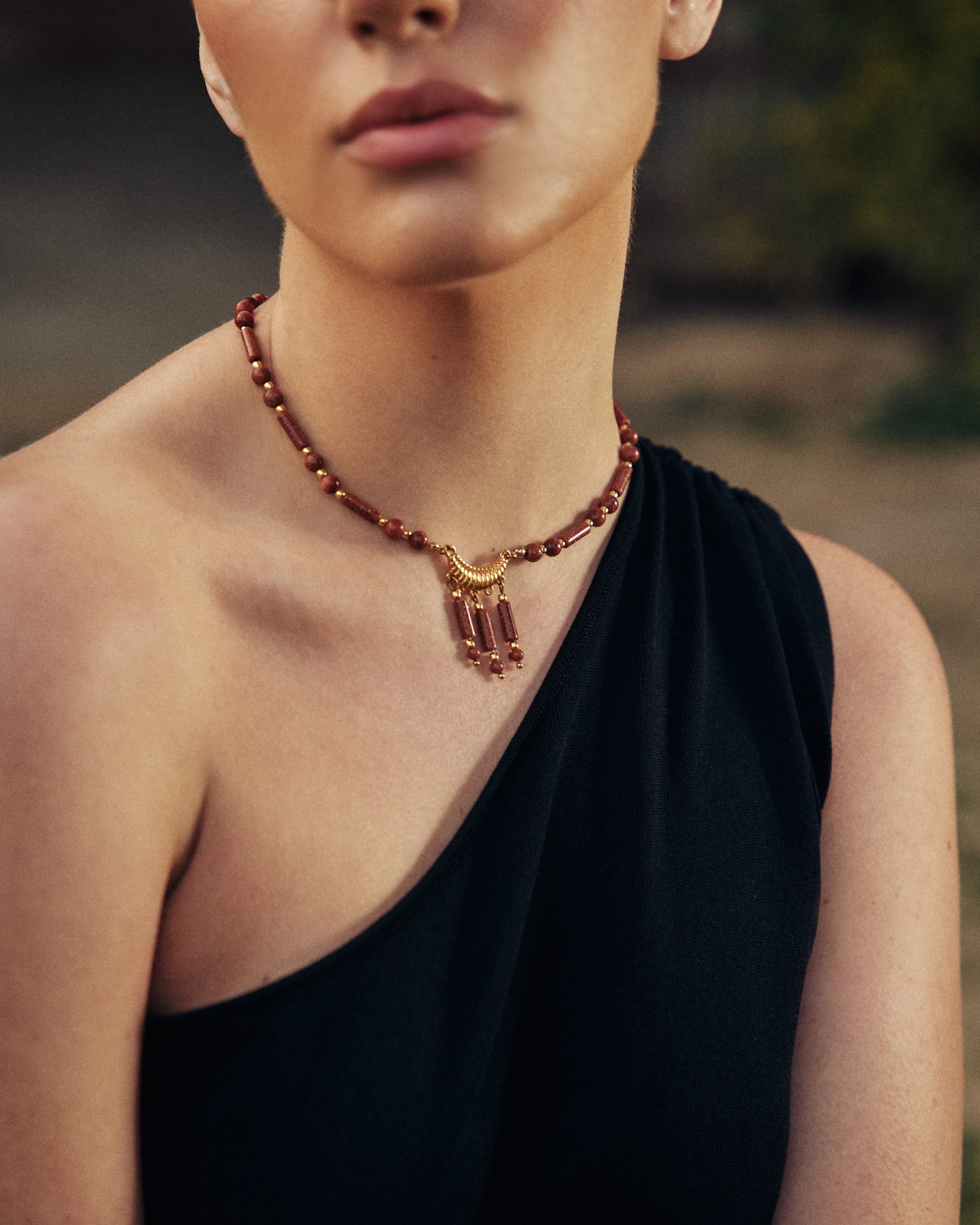 Necklace with Gold Sand Natural Stones - Image 4