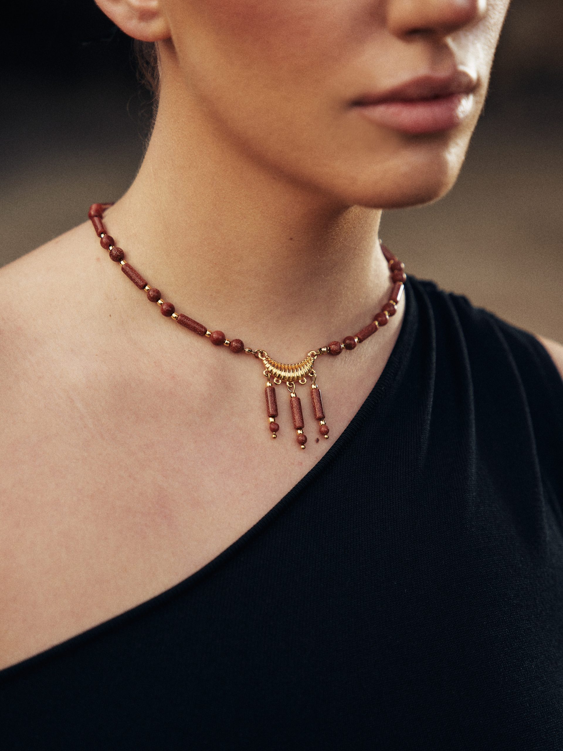 Necklace with Gold Sand Natural Stones - Image 3