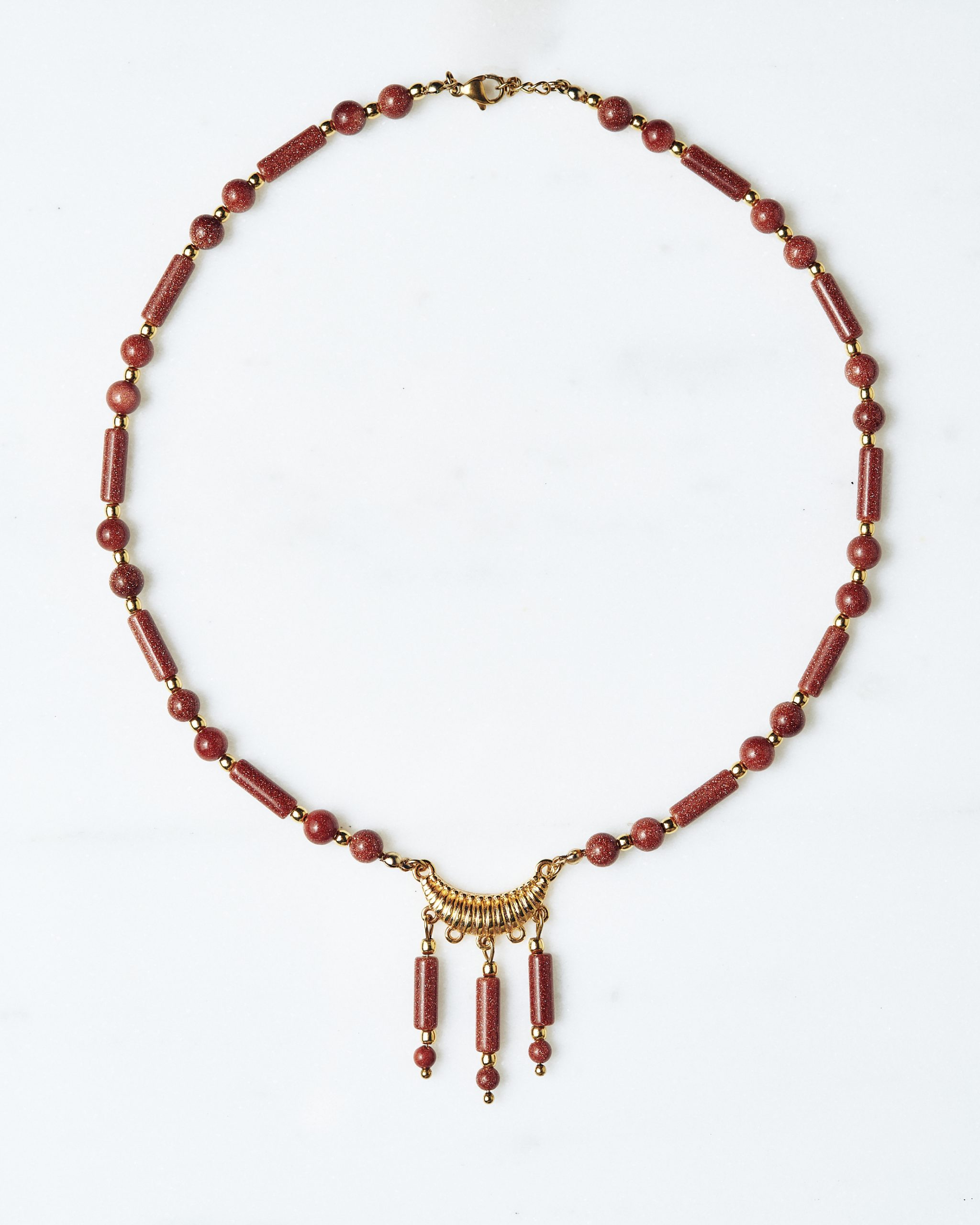Necklace with Gold Sand Natural Stones