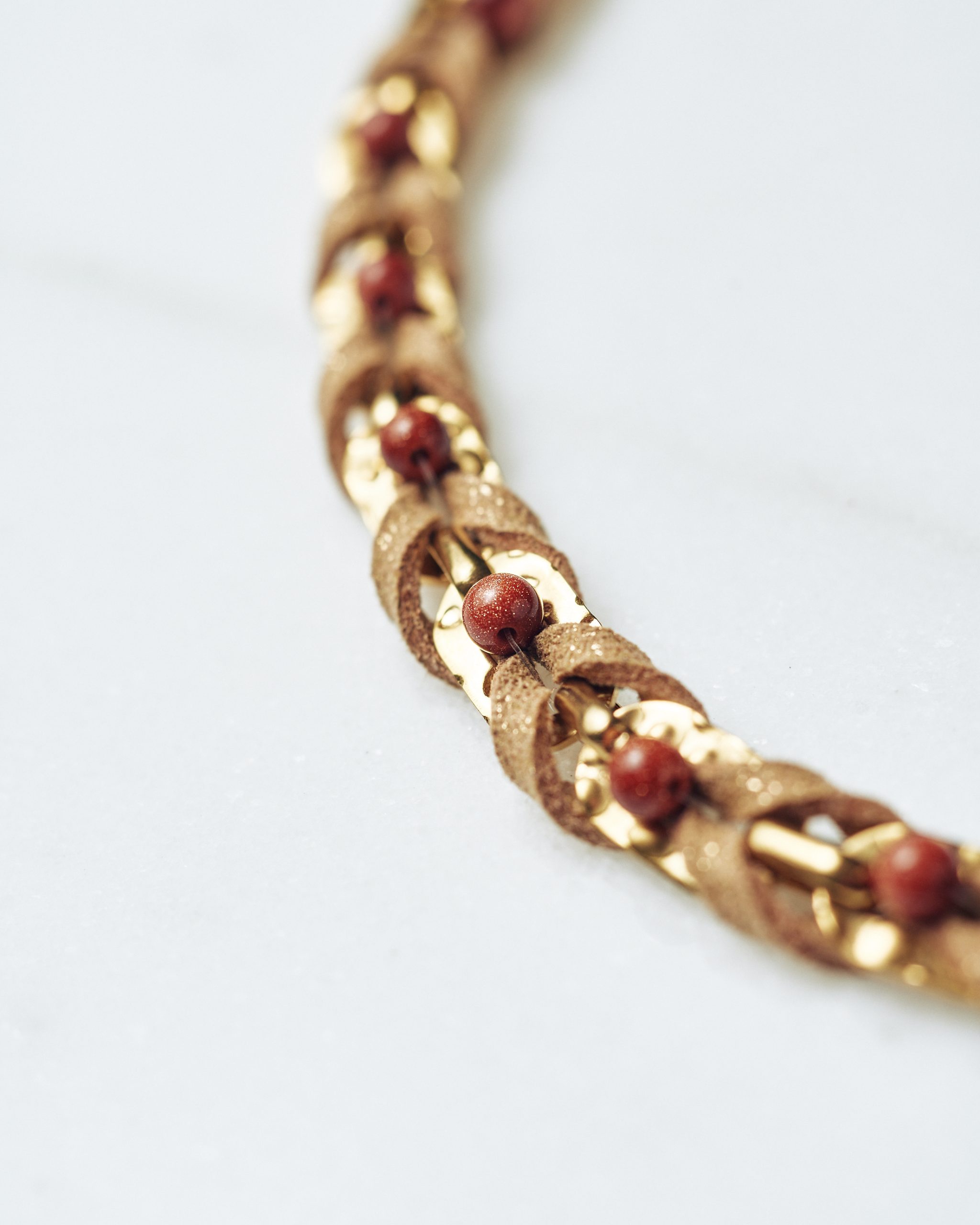 Gold Chain Necklace with Gold Sand Natural Stones - Image 3