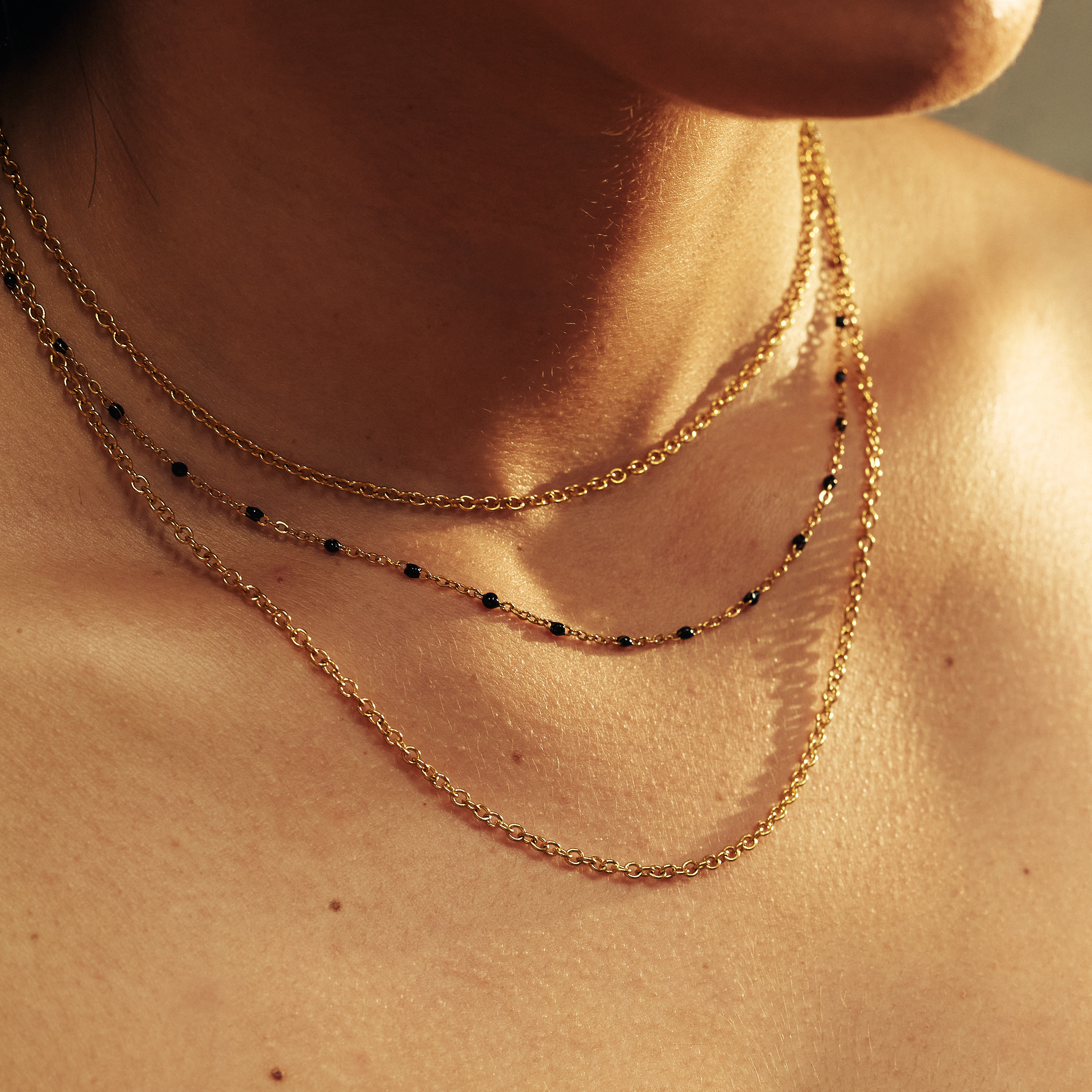 Gold Necklace with Chains & Enamel