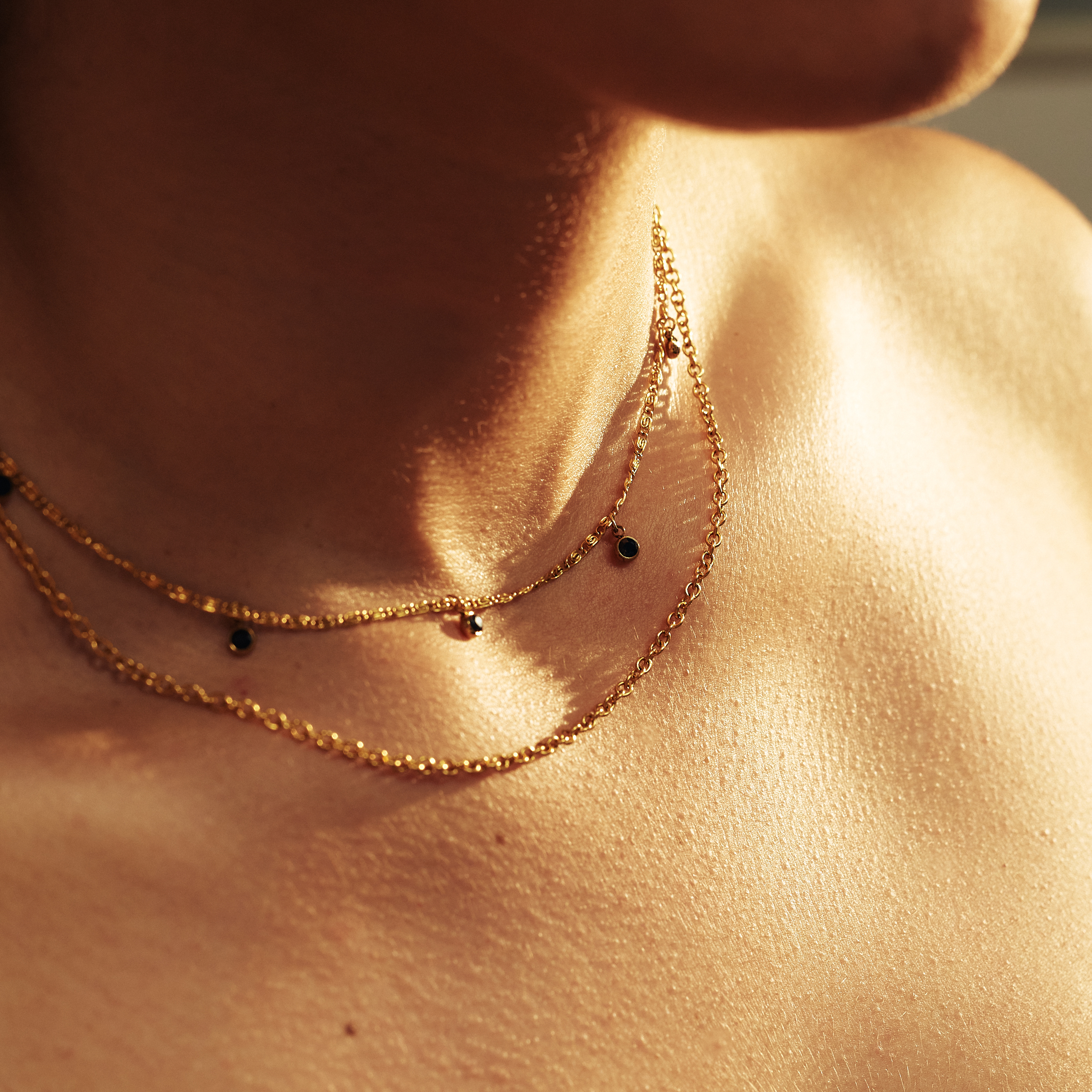 Gold Neckless with Chains & Zircon