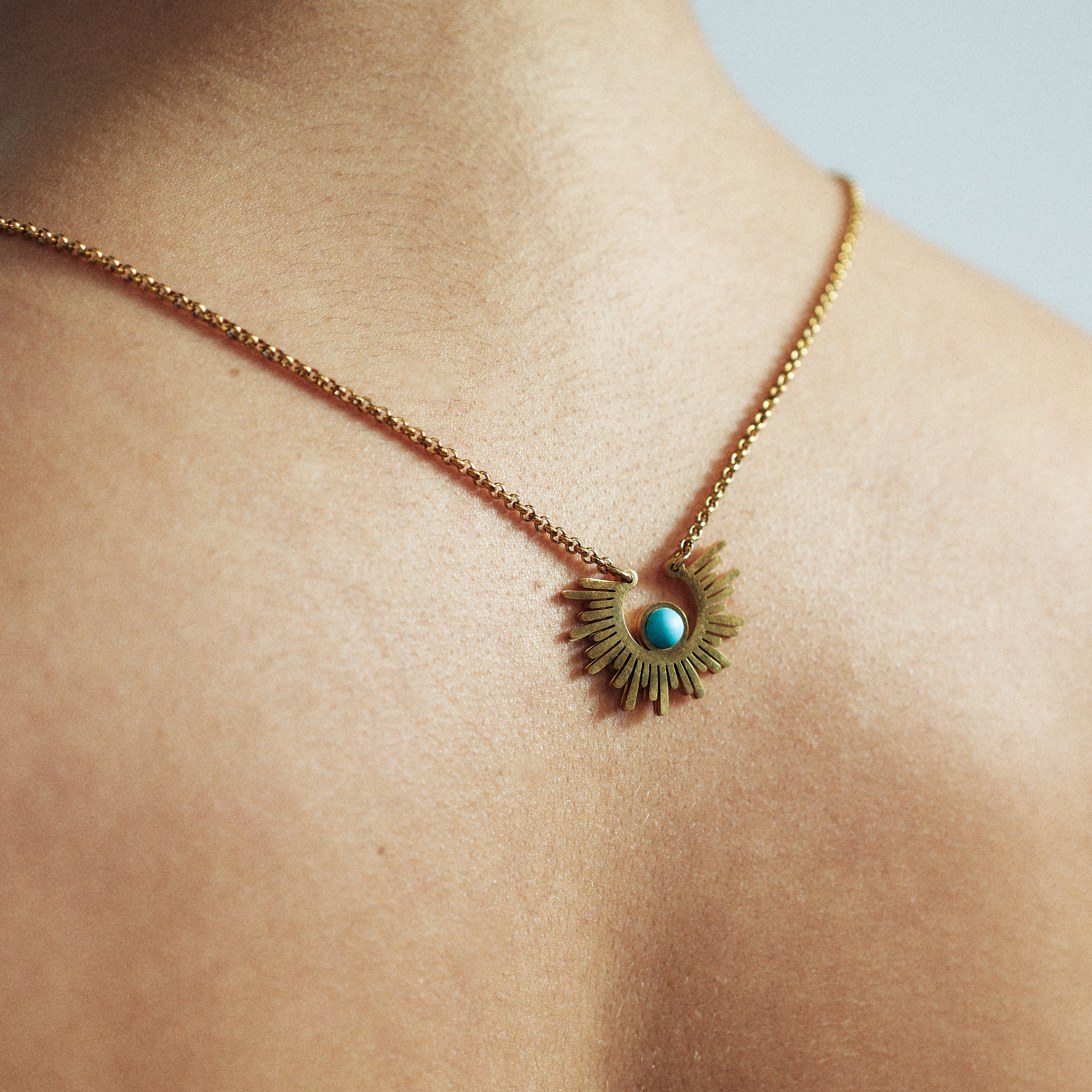 Gold Necklace with Turquoise Natural Stown - Image 3