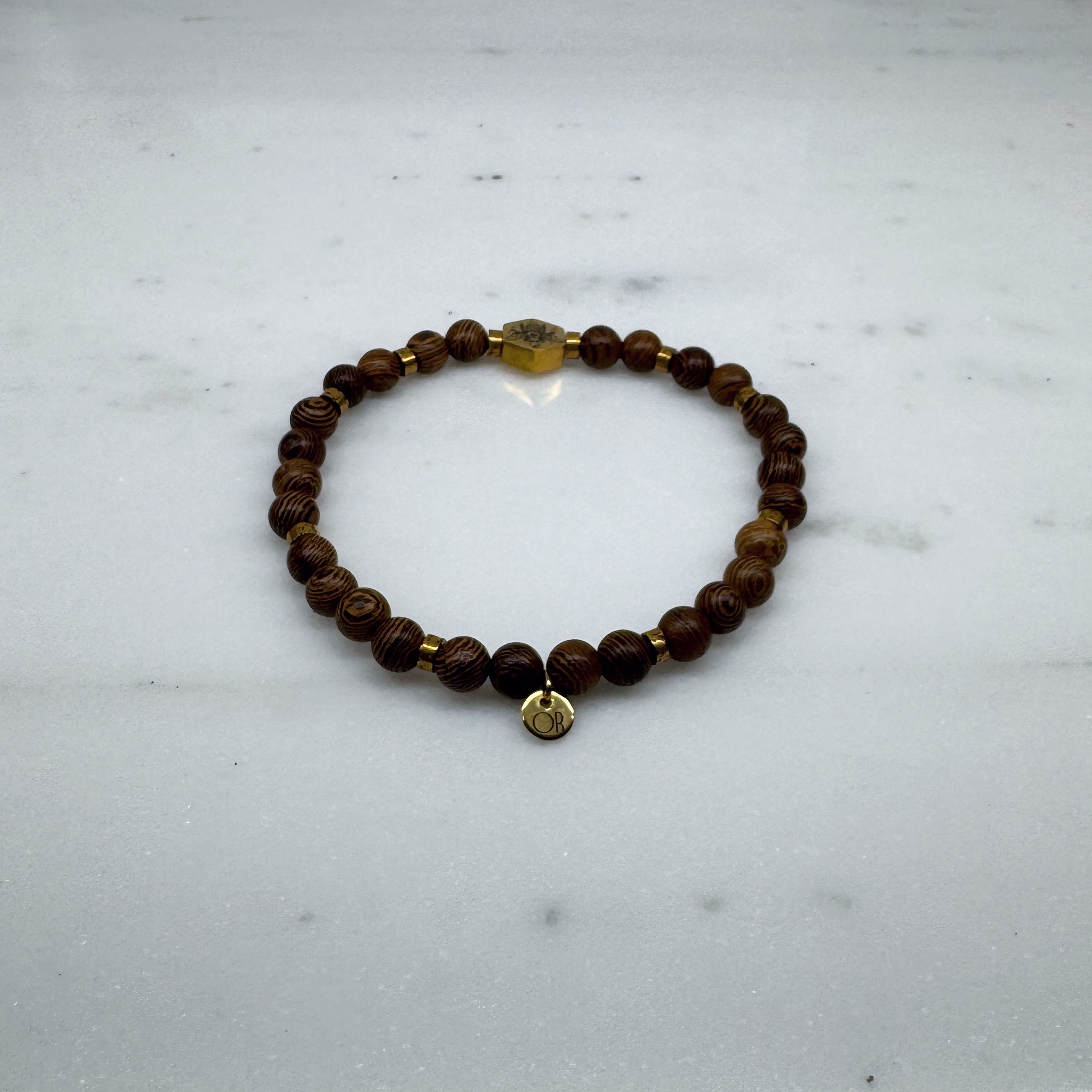 Bracelet of Wooden Beads and a Golden Bee - Image 3