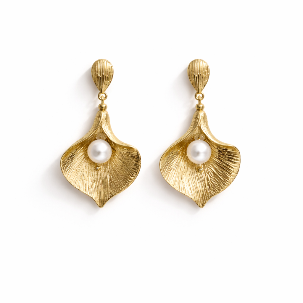 Gold Earrings with Mother of Pearl