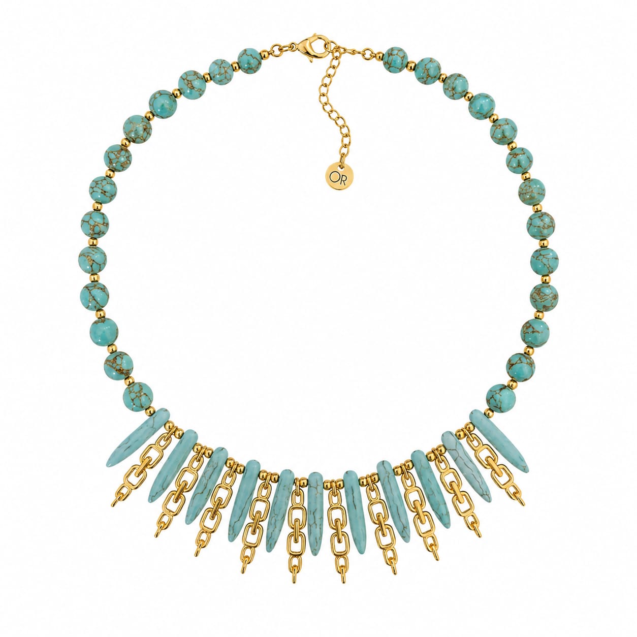 Necklace with Natural Blue Turquoise Stones