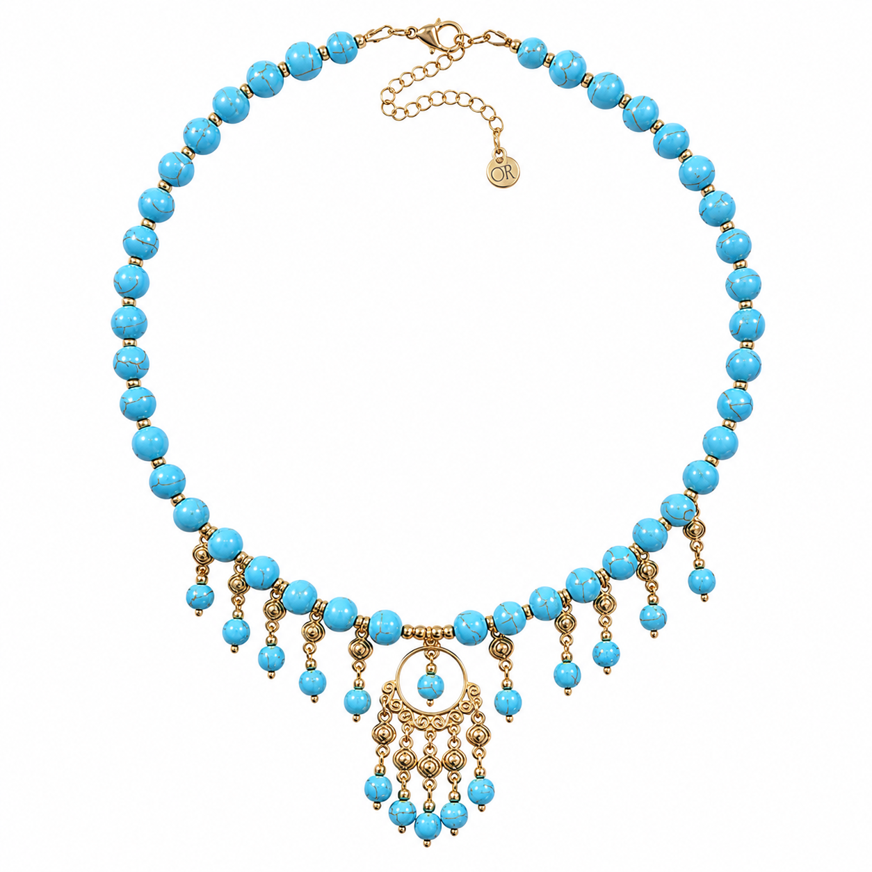 24k Gold-Plated Necklace with Natural Turquoise